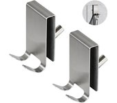 2 Piezas Ganchos Mampara Ducha, colgador toalla mampara ducha con Almohadilla de EVA, percha mampara ducha de Acero Inoxidable para baño, Apta para Vidrios sin Marco de 5-10 mm (Plateado)