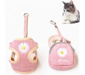 Verde Collares para Perros y Gatos Girasol Bordado | Arnés Cuerda de Pecho para Perro y Gato | Mochila Suministros para Perro