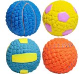 Bola de Perro,4 PC Squeaky Dog Ball Duradera e Interactiva Bolas para Perros Mastic Juguetes de Goma Natural Toy de Masticación Duradera para Perros, Limpieza de Dientes
