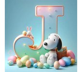 Cute Snoopy With Easter Egg Letters Diamond Painting Art 5d Diy Fantasy Cartoon Dog Alphabet Mosaic Cross Stitch Home Decor Gift