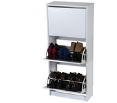 Mueble Zapatero Serie Volga 51AB Topkit Zapatero estrecho alto Armario de 3 puertas abatibles con Medidas 123x54x25