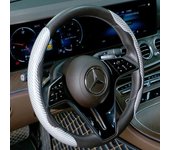 2PCS Laser Carbon Fiber Silicone Car Steering Wheel Cover 1K Micro Fiber Leather PVC Wheel Booster Cover Non-Slip Universal