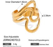 Anillos abiertos de onda Irregular de Metal de acero inoxidable para mujeres y hombres, anillos de dedo ajustables creativos de Color dorado a la moda, regalo de joyería