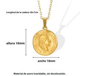 Stainless Steel Portrait Queen Coin Necklace Fashion Gold Color Round Coin Carved Queen Pendant Choker Waterproof Female Jewelry