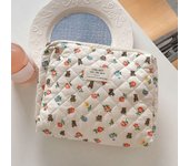 Korean Quilted Fresh Flowers Makeup Bag For Women Portable Toilet Bag Female Handbags Floral Organizers Storage Cosmetics Pouch
