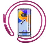 Funda Colgante Transparente para Xiaomi Redmi Note 12 Pro+ Plus 5G con Cordon Rosa Fucsia