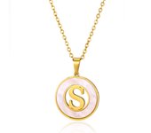 Stainless Steel Round White Necklaces For Women Gold Color  Initial Woman Man 26 Letters Pendant Chain Necklace Jewelry Gifts