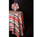 Sandra Adrubau / Manteleria col. Red Blue a rayas en blanco, negro, rojo, azul marino, rosa, de algodón 100% de alta calidad.