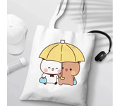 Bubu Dudu Anime Tote Bag Foldable Shopping Bag Tote Bag Aesthetic Fashion Canvas Reusable Shopping Bag Female