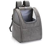 Mochila Tote Bag para Gatos Perros Pequeños, Cojín De Lana Plegable Extraíble En Malla Transparente Transpirable, Cesta De Estabilización Para Viajar En Tren O Avión, Gris
