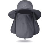Verde - Sombrero para el Sol Al Aire Libre con Protección UV y Cubierta para la Cara y el Cuello