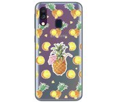 Tumundosmartphone Funda Gel Transparente para Samsung Galaxy A40 diseño Piña Dibujos