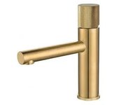 VALAZ Bidasoa Grifo de lavabo de caño recto redondo con llave monomando fabricado con latón de acabado dorado satinado