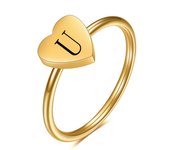 Simple Love Gold Ring Fashion 26 letter stainless steel heart Ring for women jewelry gift