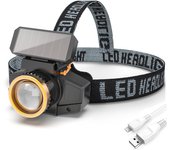 650LM Solar XPE LED Headlamp Sensor Headlight 1200mAh USB Rechargeable Flashlight Waterproof Telescopic Head Torch Work Light