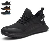 SOMY Zapatos de seguridad para hombres y mujeres, a prueba de golpes, a prueba de pinchazos, transpirables y livianos, zapatos de trabajo con puntera de acero, negro, talla 38, zapato y bota de seguridad, trabajo