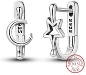 Real 925 Sterling Silver Pave U Shape Zircon Hoop Earrings Feather Cute Cat Paw Stud Earrings For Women Girlfriend Birthday Gift