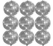 Disco Ballons, 9 Foil Ballons Disco Argentés, 22 Pouces 4D Grand Ballons Métalliques Miroir, Décorations de Fête Disco pour Rétro Dance Fête Mariage Anniversaire Carnaval