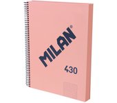 MILAN 430 - Cuaderno A4 Espiral y Tapa Dura. Papel Cuadriculado 120 Hojas 95gr Rosa