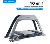 PULWTOP Vertical USB C Docking Station, with 4K HDMI,  USB A/C, SD/TF, PD3.0, Ethernet, for MacBook Pro/Air/ laptops