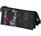 DC Comics Batman Face Estuche Portatodo Triple, Negro