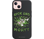 Funda original compatible con iPhone 13 Negro con un diseño de Rick y Morty Logo Acid