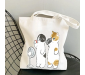 Woman Summer Shopper Cat Shopping Bag Folding Canvas Tote Travel Bags Designer Handbags Beach Cloth Shoulder Ladies Fabric