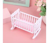 1:6 Miniature Dollhouse Furniture Light Pink White Baby Doll Shaker Toy Accessories Bed Cradle Crib Mini Doll House Accessories