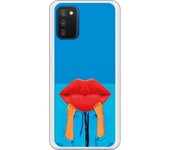 Funda compatible con Samsung Galaxy A03s - Beso fondo Azul