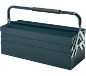 DURHAND Caja de Herramientas de Acero Plegable Portátil con 5 Compartimentos y Mango de Transporte para Taller Bricolaje Hogar 57x21x41 cm Verde