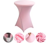 High End Hotel Wedding Decoration Solid Color Cocktail Four Corner Bar Set Elastic Table Set Circular Tablecloth