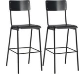 Taburetes de cocina 2 uds madera contrachapada y acero negro