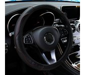 Car Steering Wheel Cover Breathable Anti Slip PU Leather Steering Covers Suitable 37-38.5cm Auto Decoration Carbon Fiber