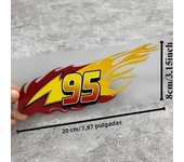 1PC/2PCS Flame Number 95 Motorcycle Stickers Sunscreen DIY Motorbike Fuel Tank Vinyl Decals Electric Scooter Durable Decoration