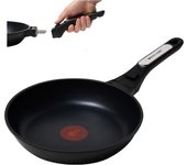ECODE® Sarten de 24 cm para Induccion con Mango Extraible, Antiadherentes y Indicador de Temperatura Óptima - Apta para Horno, Lavavajillas y Todo Tipo de Cocinas - Aluminio Fundido Inoxidable