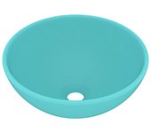 vidaXL Lavabo de Lujo Redondo Cerámica Mate Tocador Montado Encima Color matte light blue,  matte dark blue,  matte white y mas