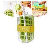 My Crush Cup, Cubitera, Bandeja para Cubitos de Hielo, Cubitera con Tapa y Recipiente, Cubitera para Botellas de Agua, Cubitera con Prensa en Forma de Tetera (Verde, 800 ml)