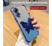 Glitter Shockproof Plating Butterfly Holder Phone Case for OPPO A60 A79 A78 A58 A38 A18 A96 A76 A36 4G 5G TPU Protector Cover