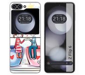 Tumundosmartphone Funda Carcasa Dura para Samsung Galaxy Z Flip 6 5G diseño Café Dibujos