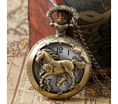 Elegant Vintage Horse Pocket Watch - Quartz, Dual-Wear Necklace Chain in Antique Copper, Perfect Unique Gift