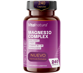 Magnesio Complex Vitalnatura | Citrato 1593 mg + Bisglicinato 600 mg (375mg Elemental) + Vitaminas B5, B6 y Ashwagandha Pura | Potencia y Energía Natural, Reduce el Estrés y el Cortisol, Músculos Fuertes, Sueño Reparador y Relajante | 240 Cápsulas