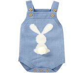 Spring Baby Bodysuits Clothes Cute Rabbit Knitted Newborn Boys Girls Strap Onesie Coveralls 0-18m Infant Easter Clothes Outfits