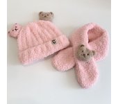 Autumn and Winter Male and Female Baby Bear Hat Scarf Two-piece Set Thickened Warm and Windproof Baby and Child Super Cute Hat