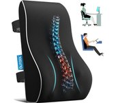 PORCHEDDU Almohada de soporte lumbar para Silla de oficina, Automóvil, computadora, almohada de respaldo para Silla de Juguetes, cojín de espuma viscoelástica, Alivia el dolor de espalda, mejor posture, cubierta de Malla, correa de hombro ajustable