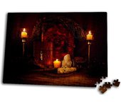 MERCHANDMANIA PUZZLE 300 PIEZAS Vela Iluminado Luz Altar Pagano Wicca Magia rompecabezas puzle para adulto brujas vampiros magos