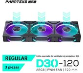 Phanteks D30-120 case 120mm Fan Regula/ Reverse Airflow 4pin PWM, 30mm Thick/ four-sided Magic Color Wireless Stitching
