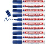 Edding 3000 marcador permanente Negro,Rojo,Azul,Verde,Amarillo,Naranja - 10 rotuladores - punta redonda 1,5-3 mm - indeleble de secado rápido - resistente al agua y a los borrones - cartón, plástico, madera, metal - universal calidad garantizada