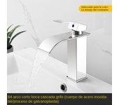 Grifo frío y caliente de cascada negra, lavabo de acero inoxidable, grifo de lavabo cuadrado