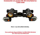 Electric Scooter LED Lamps Headlight USB Rechargeable Zoomable Bike Light for Xiaomi 1S M365 PRO2 Ninebot Skateboard Accessories