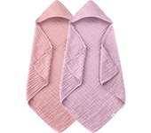 Paquete de 2 Toallas de Bebe con capucha-100 % Algodón de muselina para recien nacidos, Bebés, Niños Pequeños-Tamaños Grande de 32x32 pulgadas-Highly Absorbent y esencial para el curado del recien acid, pasta de frijoles